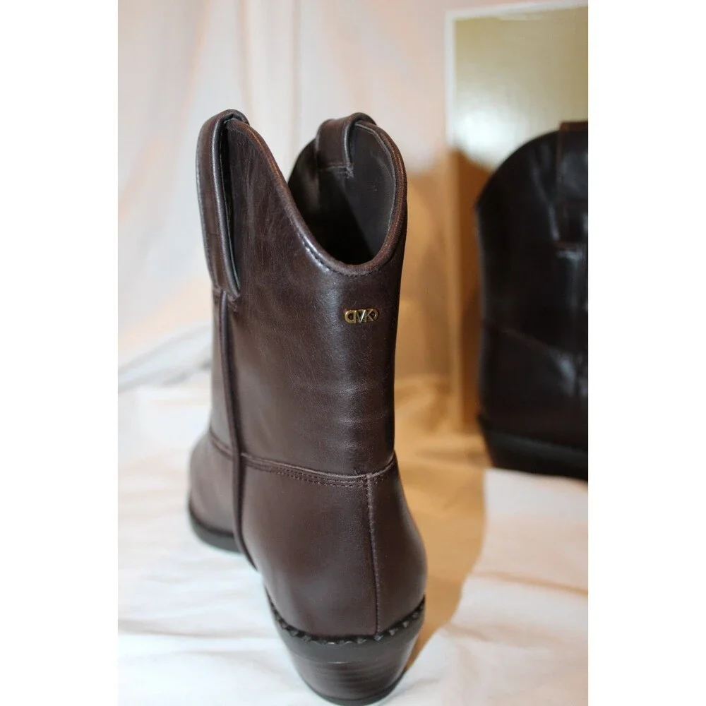 Michael Kors Noemie Women Pointed Toe Brown Leather Pull On Ankle Boots 8 $175